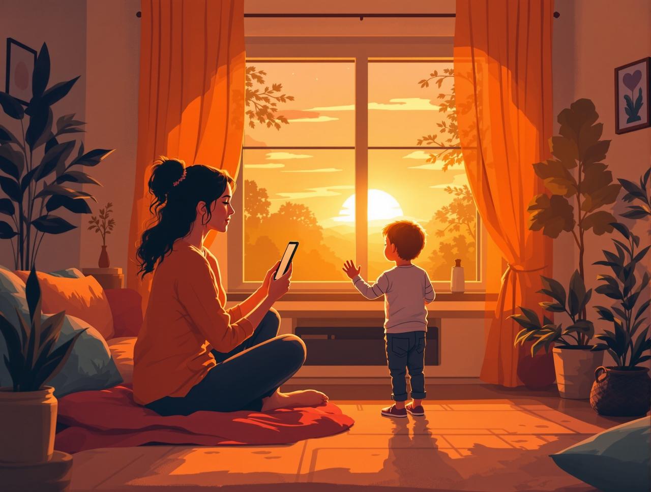 日本短剧免费观看完整品牌故事 - 创始人李晨曦与孩子一起观看动画片的温暖时刻